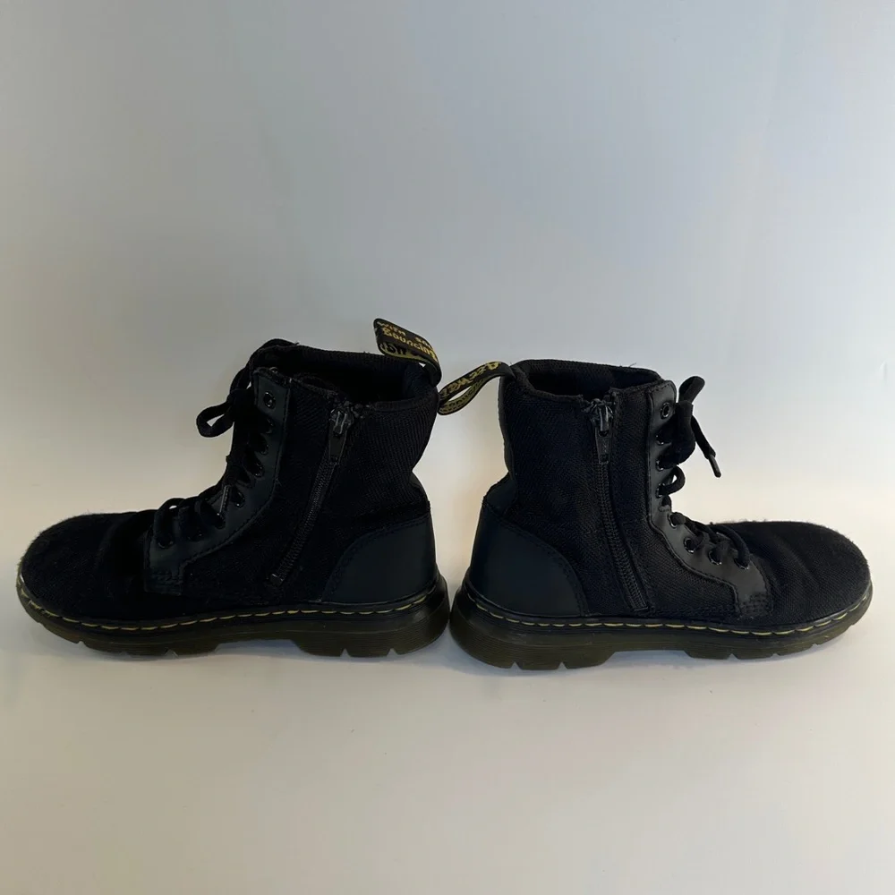 Dr. Martens Combs J Girls Sz 1 Black Lace‎ Up + Zip Rubber Sole Combat Boots